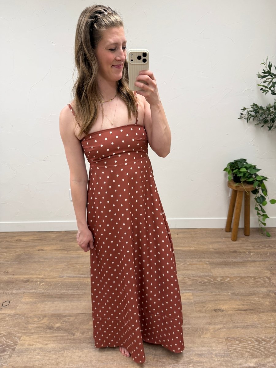 Polka Dot Strap Maxi Dress - Three:Twelve Boutique - shop Sevenday