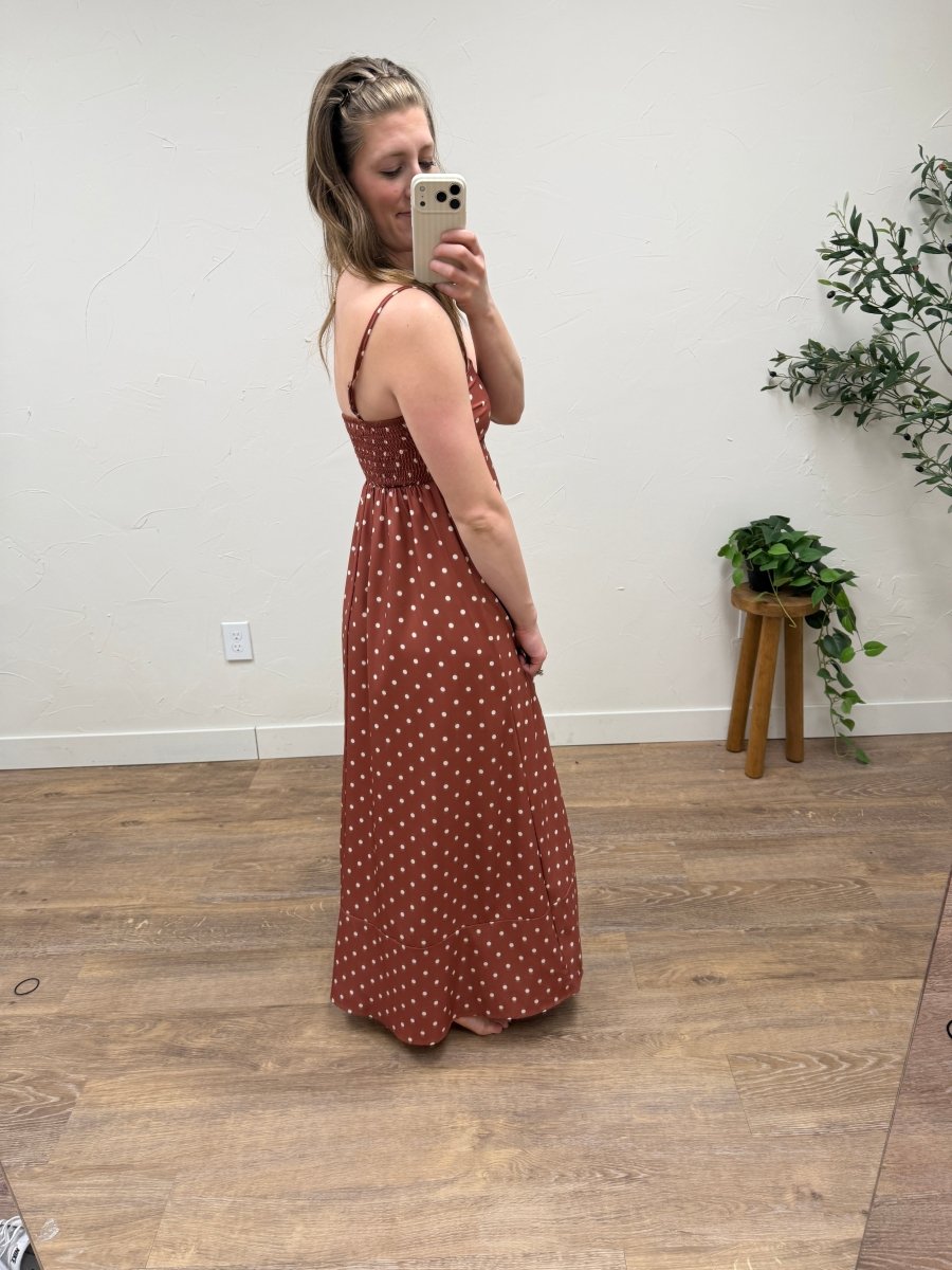 Polka Dot Strap Maxi Dress - Three:Twelve Boutique - shop Sevenday