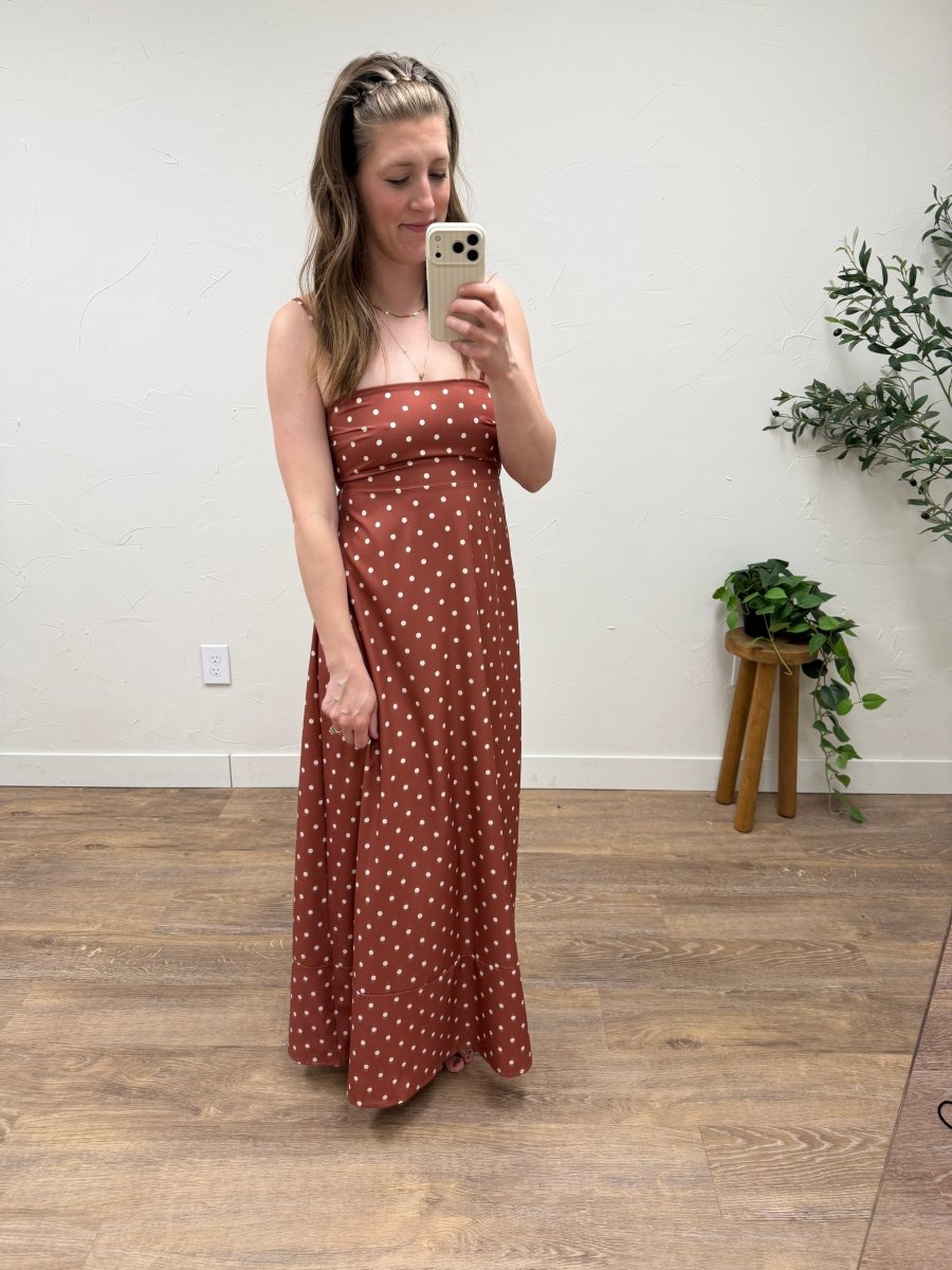 Polka Dot Strap Maxi Dress - Three:Twelve Boutique - shop Sevenday