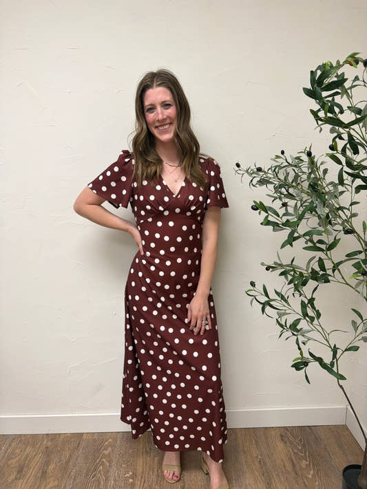 Polka Dot V neck Maxi Dress - Three:Twelve Boutique - shop Sevenday