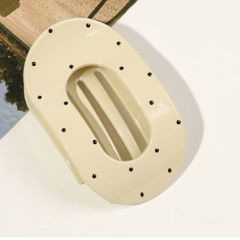 Polka Dots Hair Claw Clip : Beige - Three:Twelve Boutique - Dipped Shop