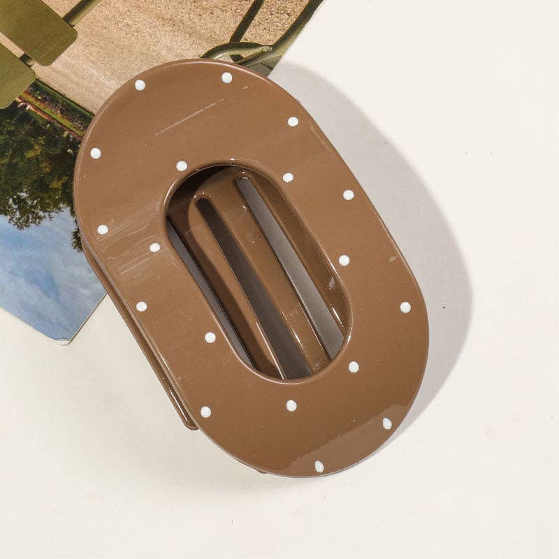 Polka Dots Hair Claw Clip : Coffee - Three:Twelve Boutique - Dipped Shop