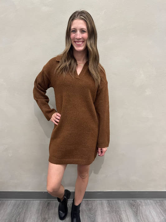 Polo Long Sleeve Sweater Dress - Three:Twelve Boutique - Hyfve