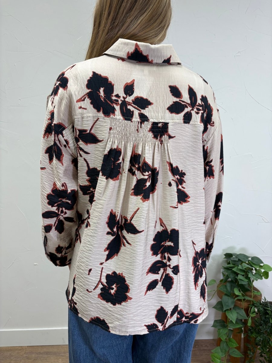 Printed Long Sleeve Floral Shirt - Three:Twelve Boutique - Entro