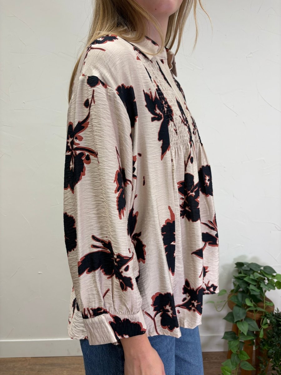 Printed Long Sleeve Floral Shirt - Three:Twelve Boutique - Entro
