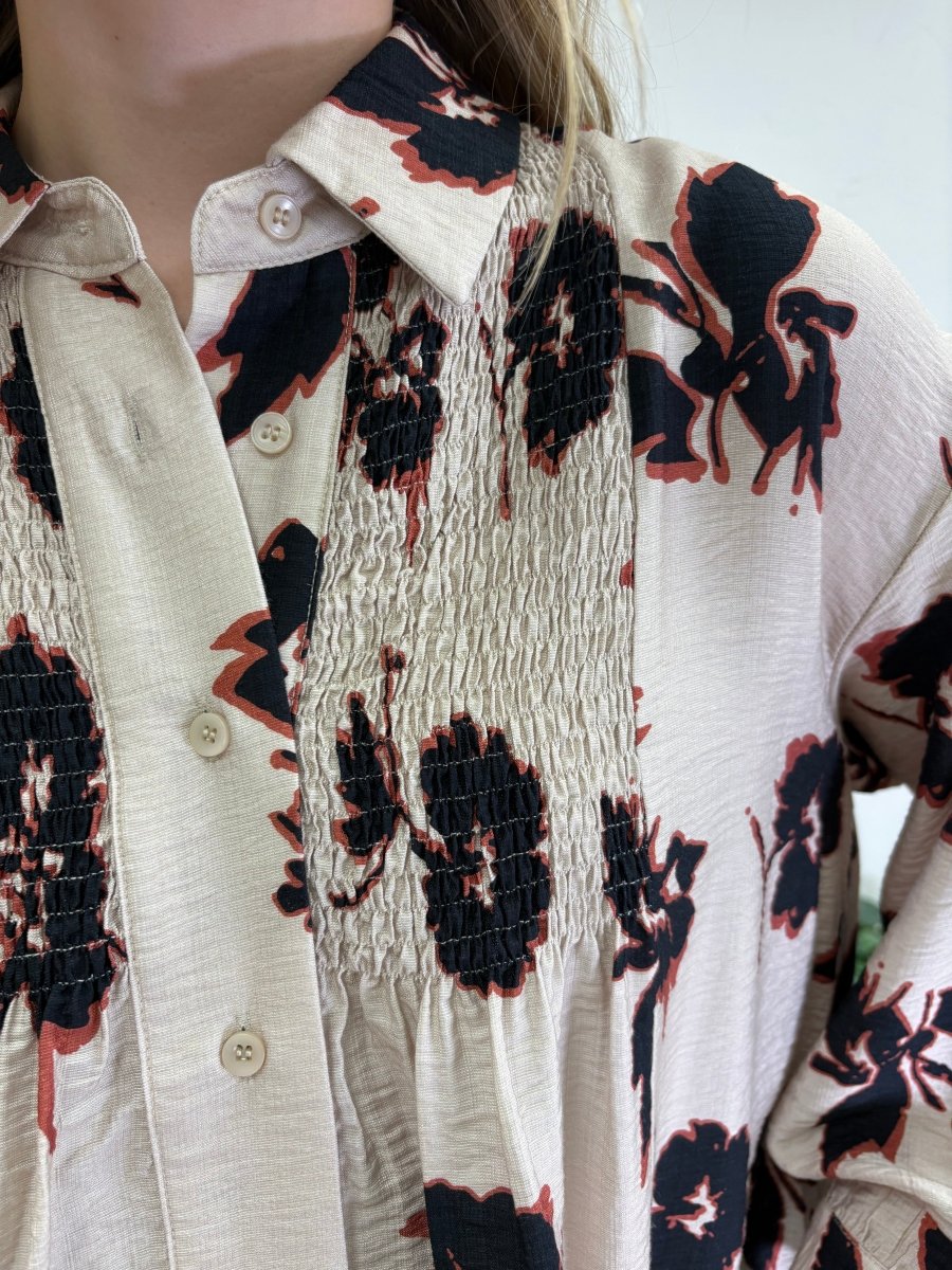 Printed Long Sleeve Floral Shirt - Three:Twelve Boutique - Entro