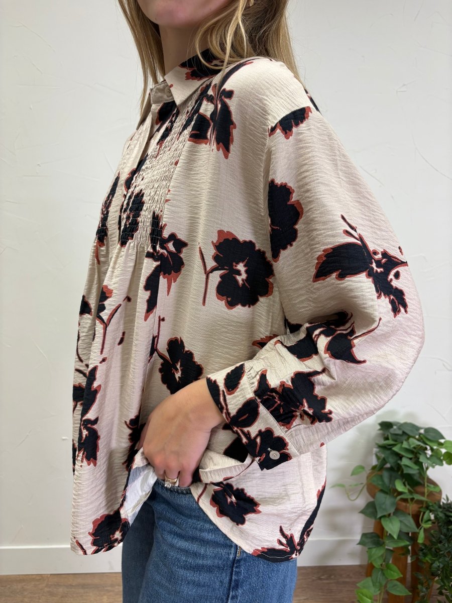 Printed Long Sleeve Floral Shirt - Three:Twelve Boutique - Entro