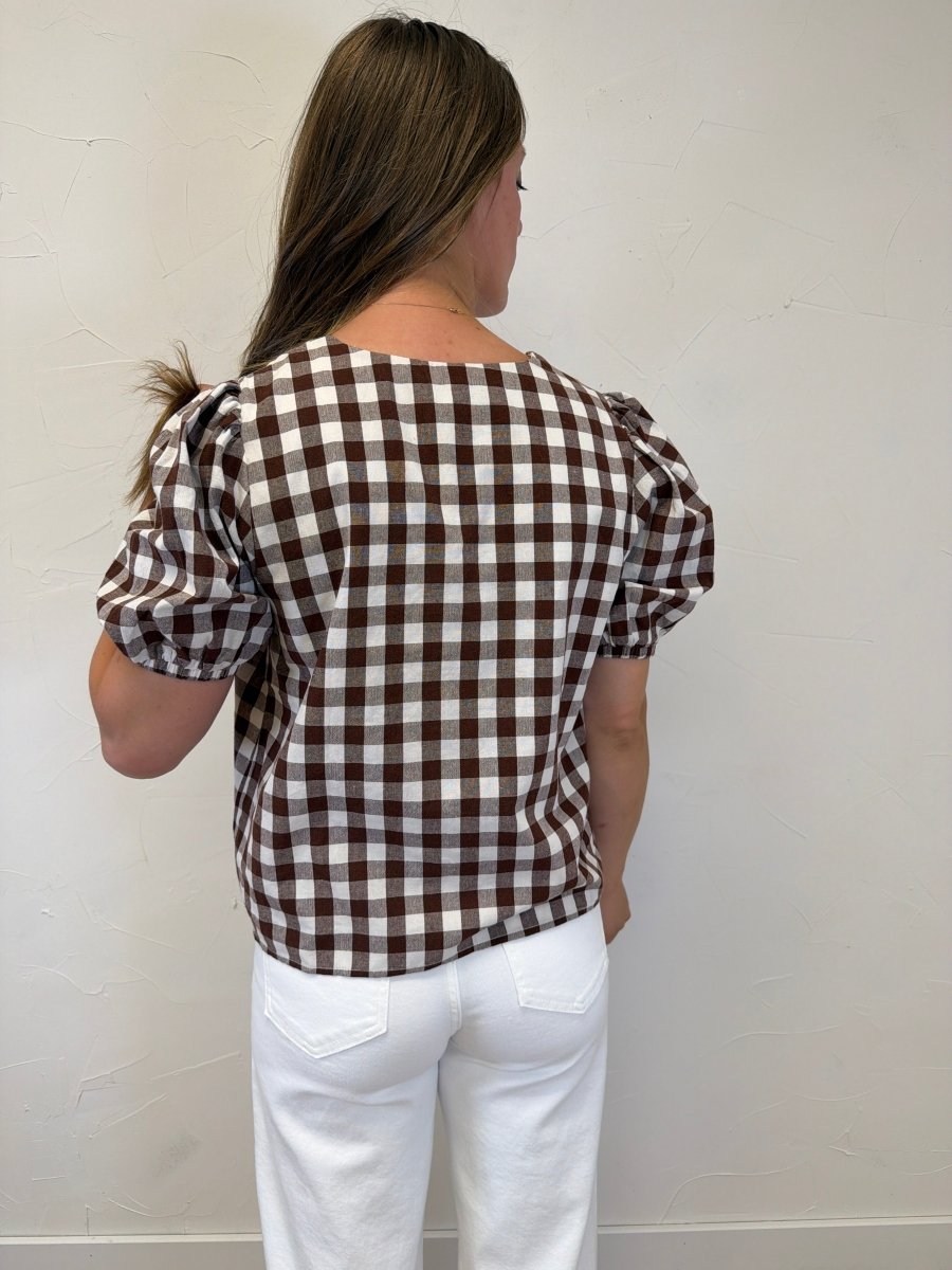 Puff Sleeve Gingham Top - Three:Twelve Boutique - she+sky