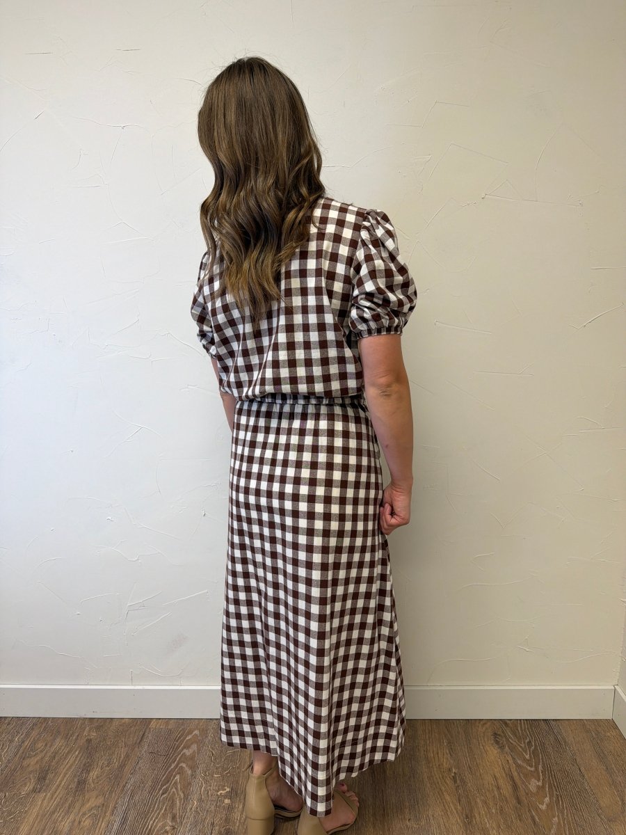 Puff Sleeve Gingham Top - Three:Twelve Boutique - she+sky