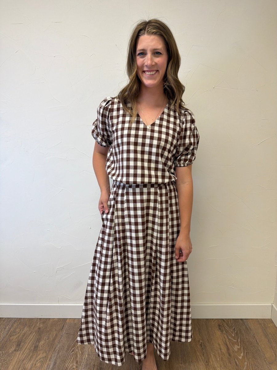 Puff Sleeve Gingham Top - Three:Twelve Boutique - she+sky
