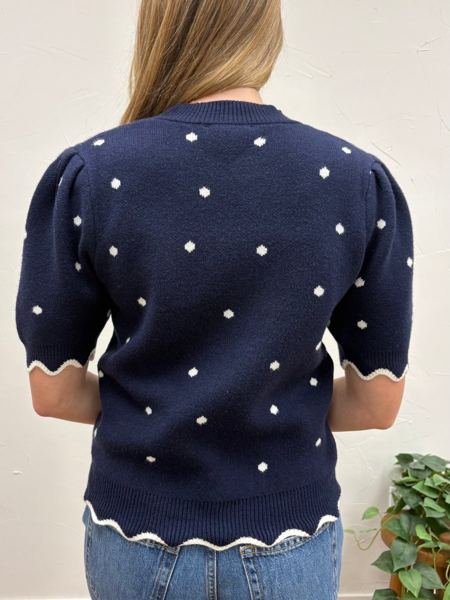 Puff Sleeve Polka Dot Sweater - Three:Twelve Boutique - she+sky