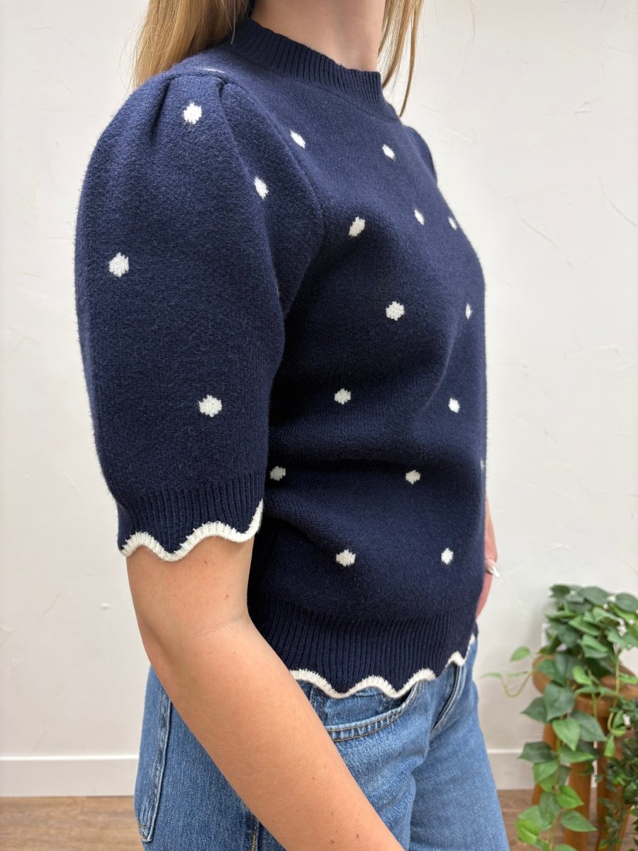 Puff Sleeve Polka Dot Sweater - Three:Twelve Boutique - she+sky