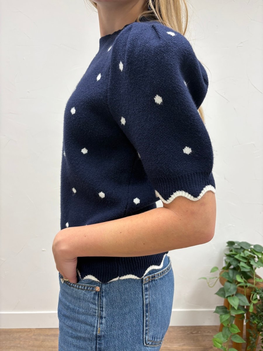 Puff Sleeve Polka Dot Sweater - Three:Twelve Boutique - she+sky