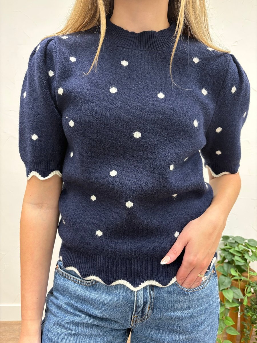 Puff Sleeve Polka Dot Sweater - Three:Twelve Boutique - she+sky