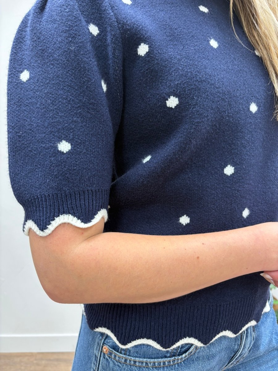 Puff Sleeve Polka Dot Sweater - Three:Twelve Boutique - she+sky