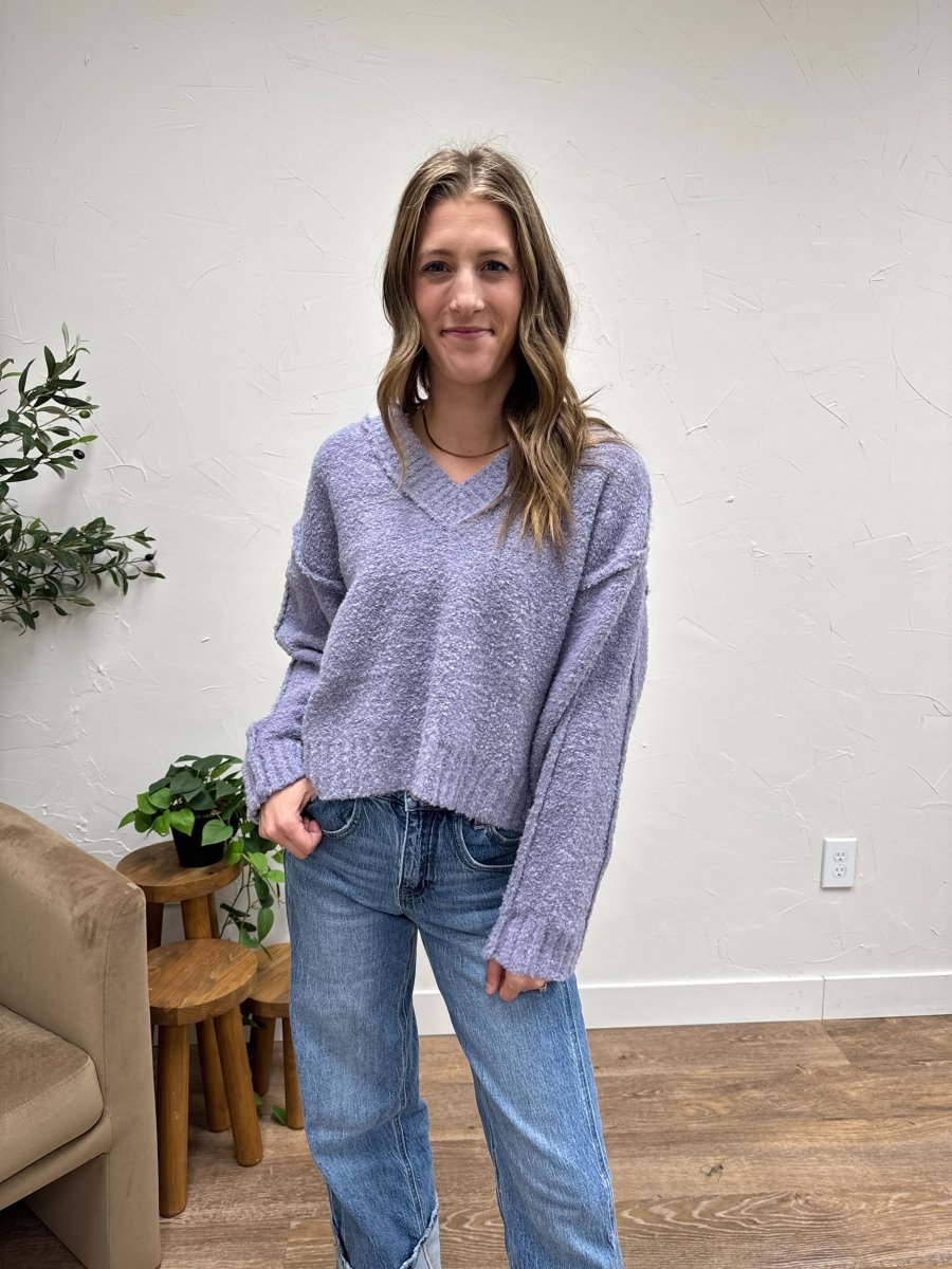 Raglan Oversized Fuzzy Sweater - Three:Twelve Boutique - Le Lis