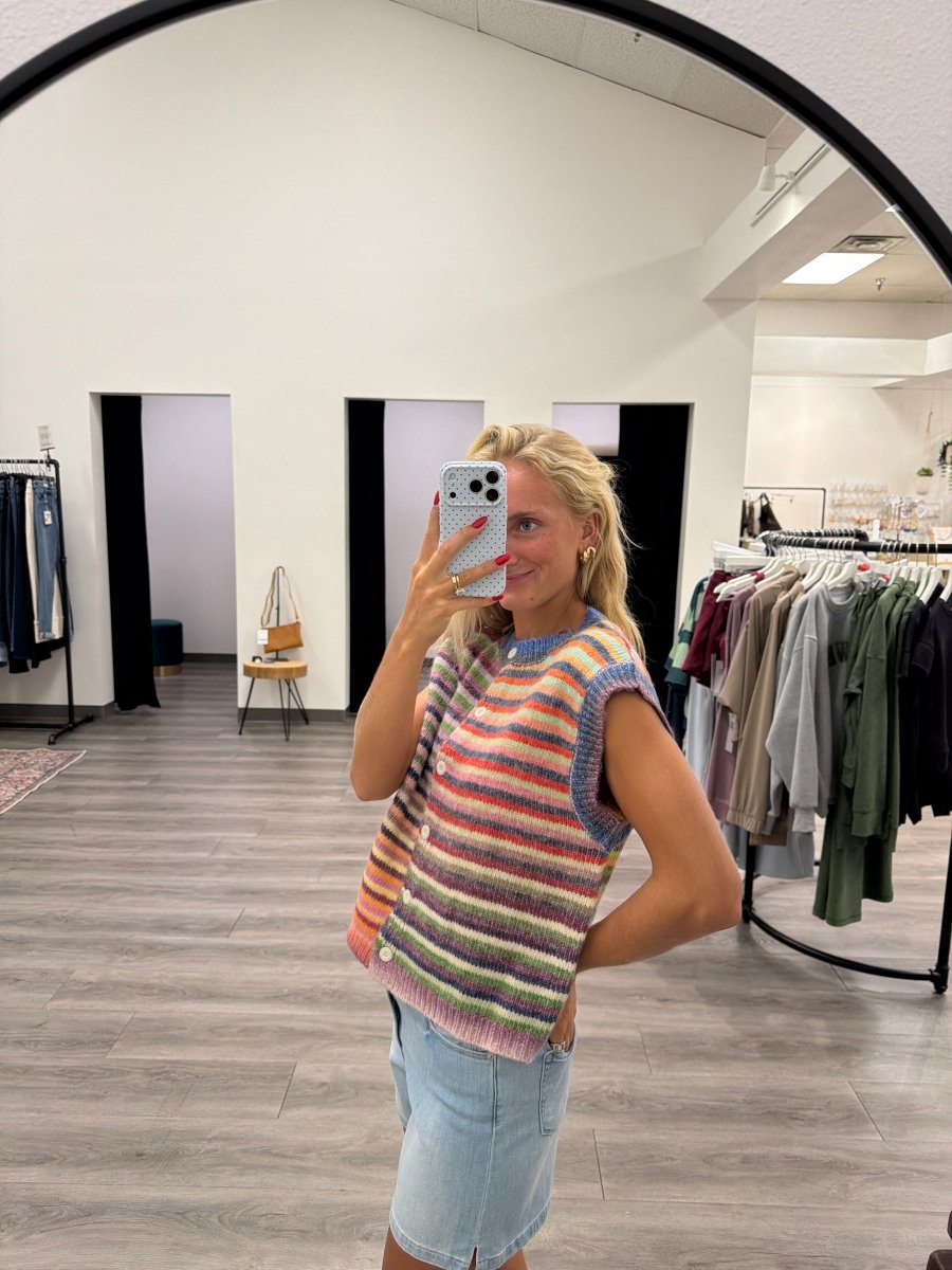 Rainbow Stripe Sweater Vest - Three:Twelve Boutique - Wishlist