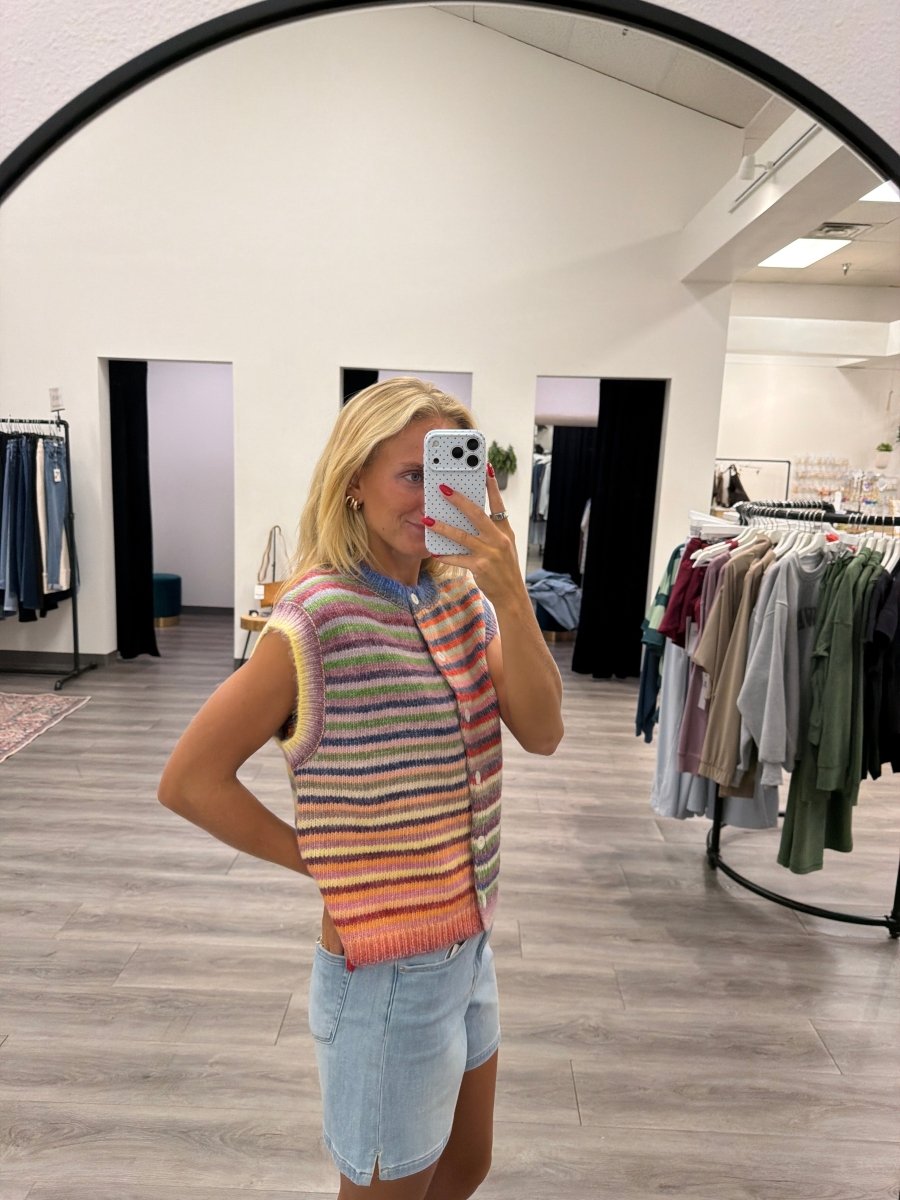 Rainbow Stripe Sweater Vest - Three:Twelve Boutique - Wishlist