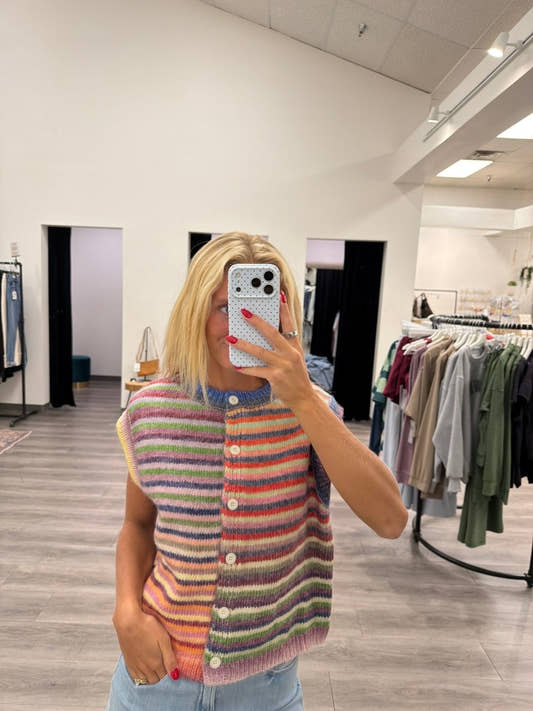Rainbow Stripe Sweater Vest - Three:Twelve Boutique - Wishlist