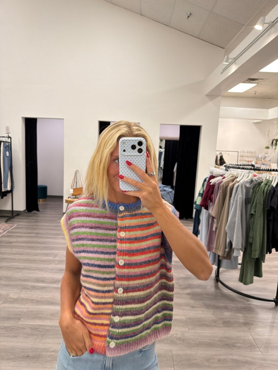 Rainbow Stripe Sweater Vest - Three:Twelve Boutique - Wishlist