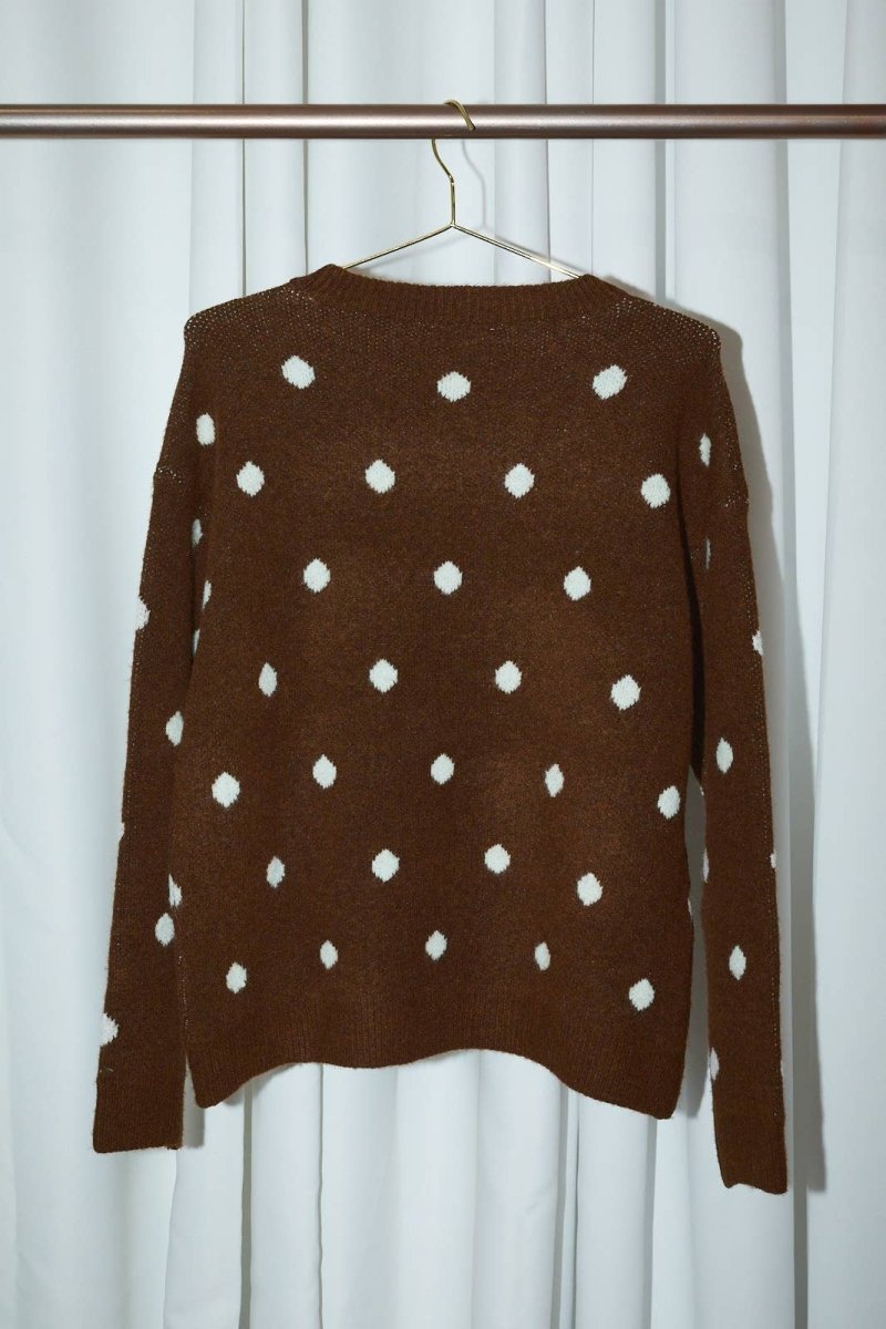 Retro Polka Dot Crew Neck Long Sleeve Knit Sweater - Three:Twelve Boutique - Sunday Edition by LE LIS