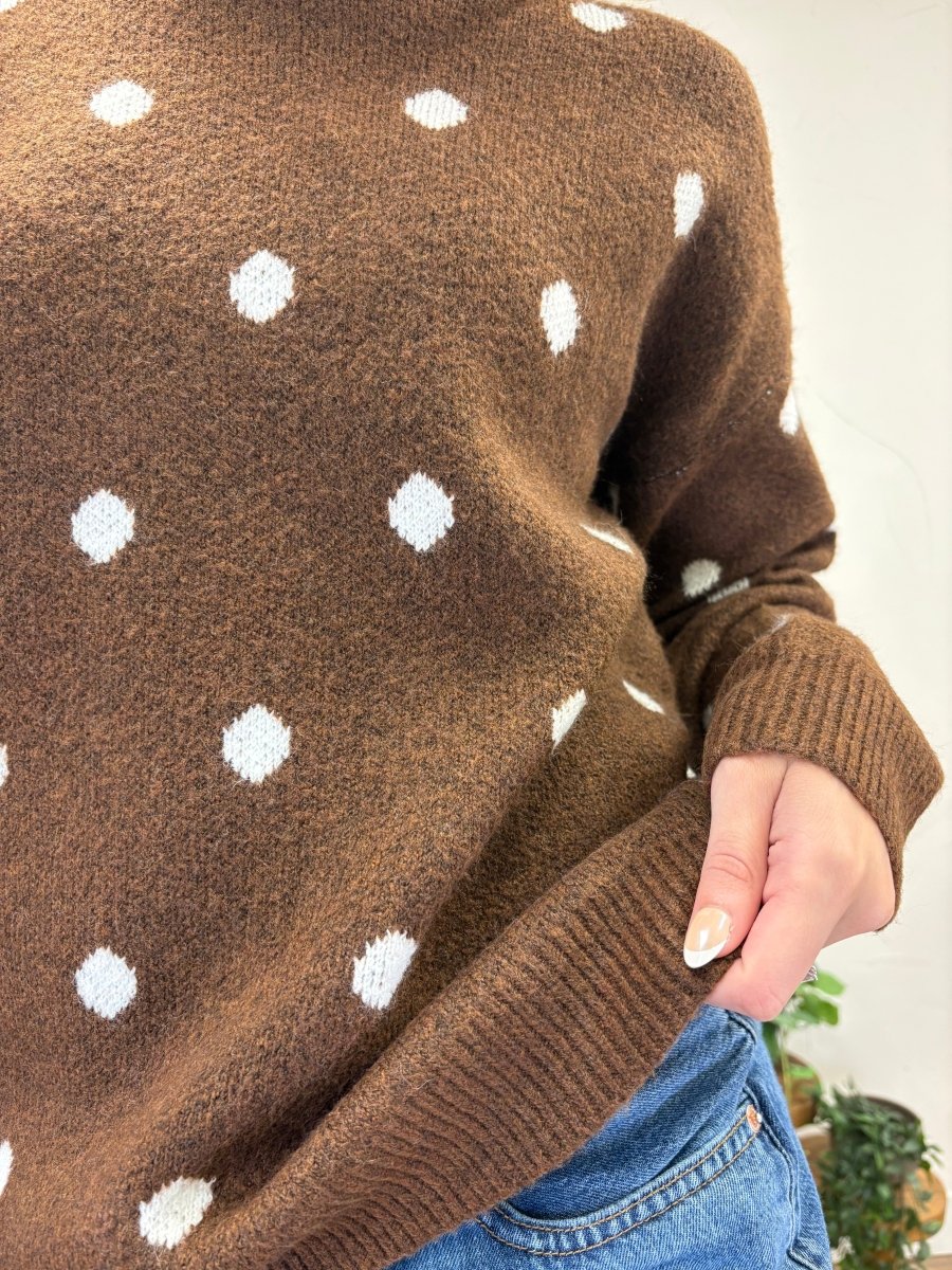 Retro Polka Dot Crew Neck Long Sleeve Knit Sweater - Three:Twelve Boutique - Sunday Edition by LE LIS