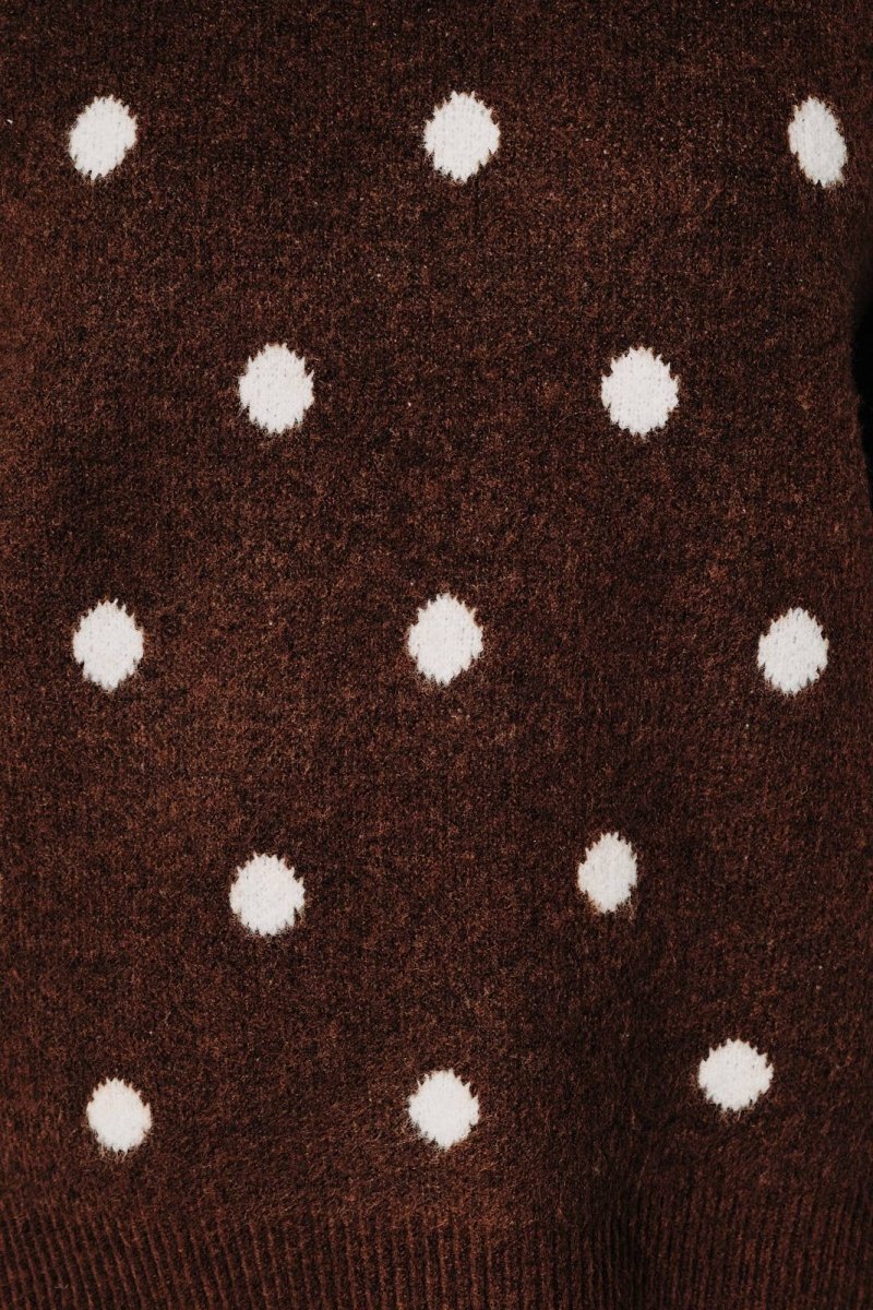 Retro Polka Dot Crew Neck Long Sleeve Knit Sweater - Three:Twelve Boutique - Sunday Edition by LE LIS