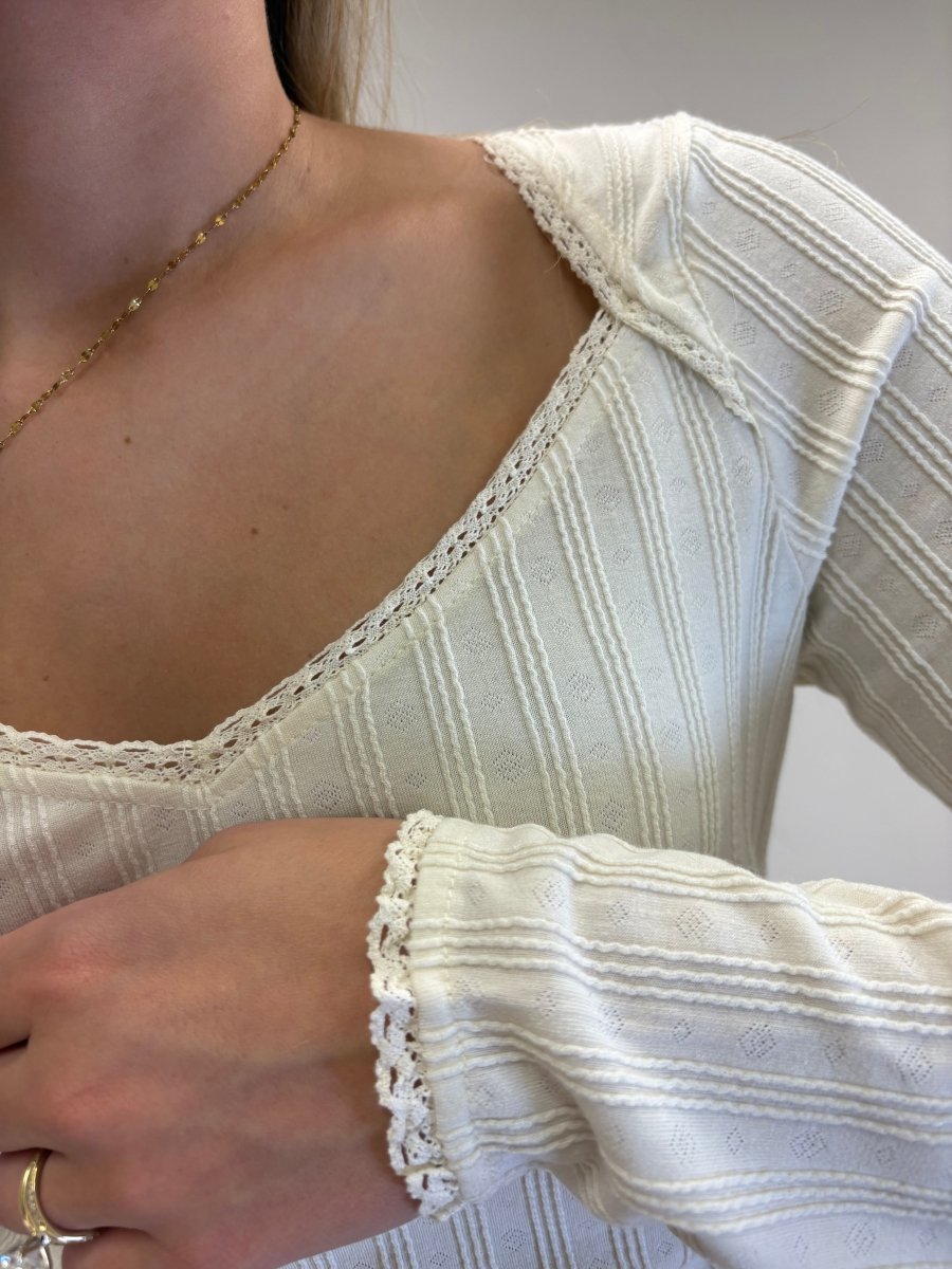 RIB LACE DETAIL SIDE RUCHED SIDE TOP - Three:Twelve Boutique - Doe and Rae