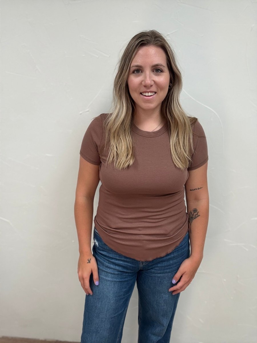 Ribbed Crew Neck Tee - Three:Twelve Boutique - Three:Twelve