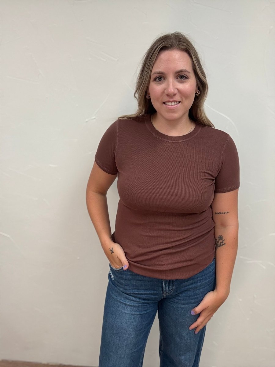 Ribbed Crew Neck Tee - Three:Twelve Boutique - Three:Twelve