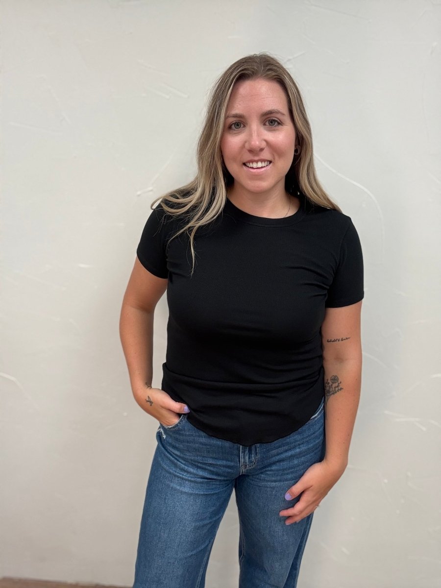 Ribbed Crew Neck Tee - Three:Twelve Boutique - Three:Twelve