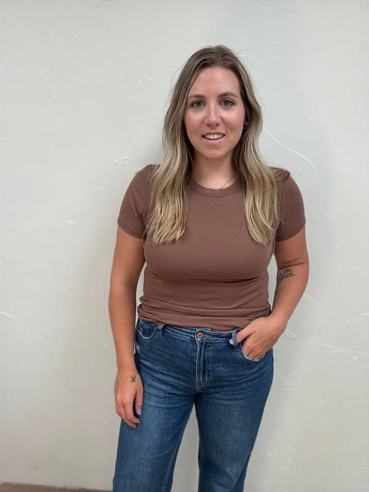 Ribbed Crew Neck Tee - Three:Twelve Boutique - Three:Twelve