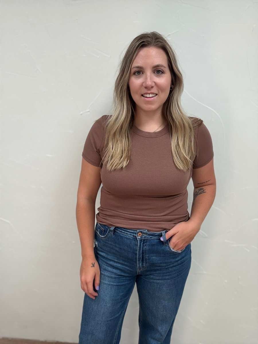 Ribbed Crew Neck Tee - Three:Twelve Boutique - Three:Twelve