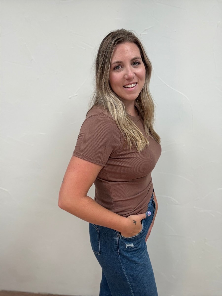 Ribbed Crew Neck Tee - Three:Twelve Boutique - Three:Twelve