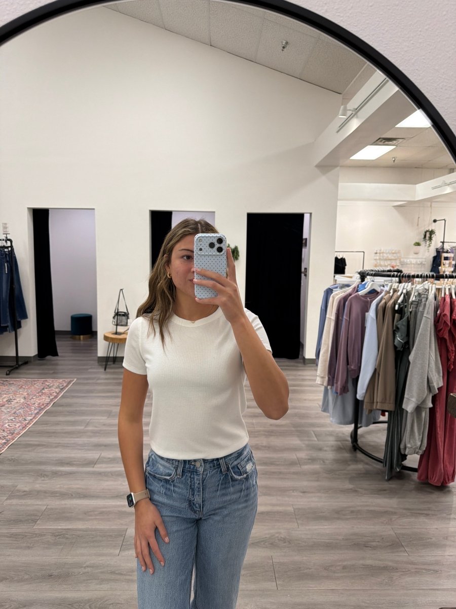 Ribbed Relaxed Cropped Knit Tee - Three:Twelve Boutique - Wishlist