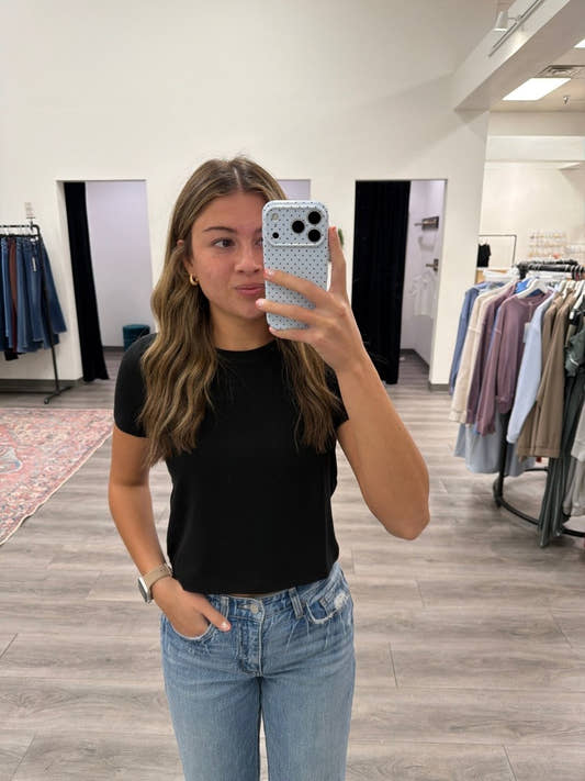 Ribbed Relaxed Cropped Knit Tee - Three:Twelve Boutique - Wishlist