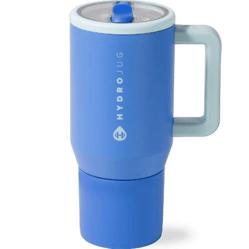 Front view of Riptide HydroJug 20 oz Traveler Tumbler showing insulated body and flip straw lid