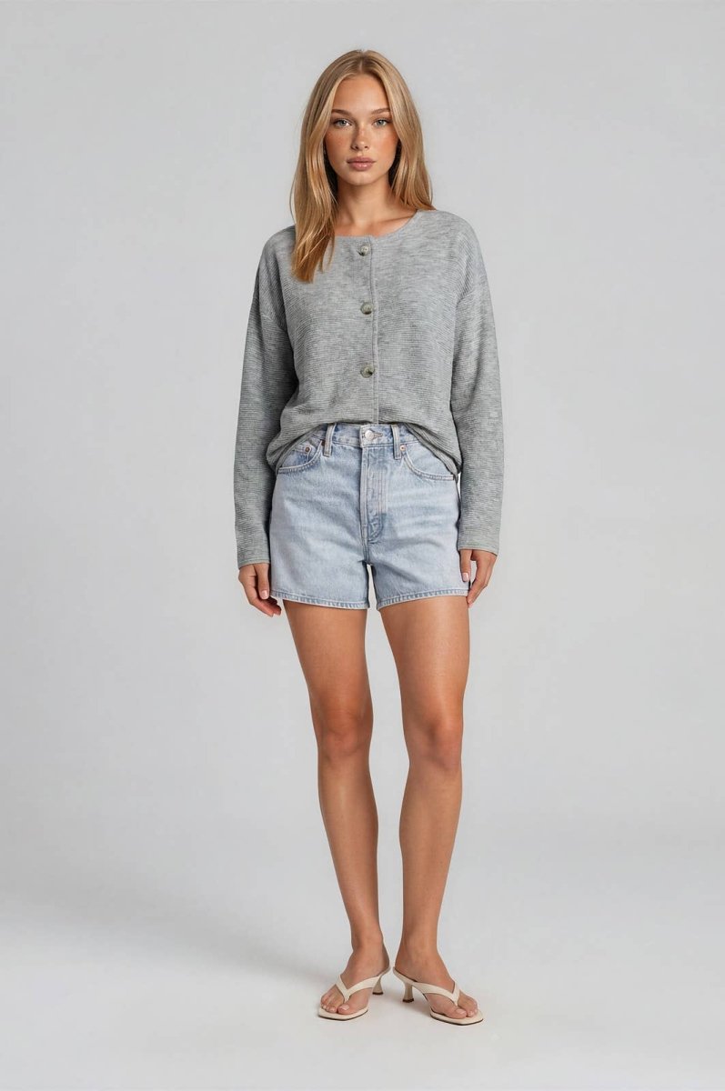 ROUND NECK LONG SLEEVE BARREL HEM JACKET - Three:Twelve Boutique - GILLI