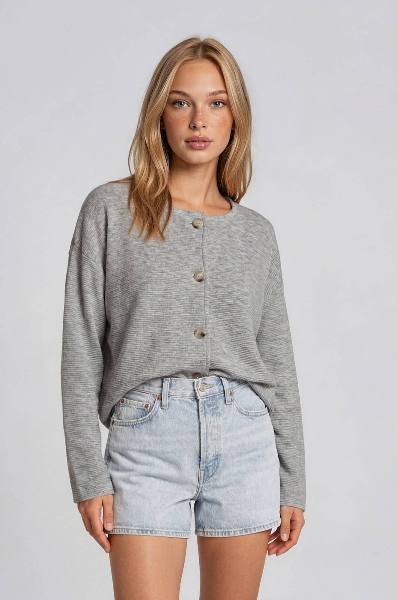 ROUND NECK LONG SLEEVE BARREL HEM JACKET - Three:Twelve Boutique - GILLI