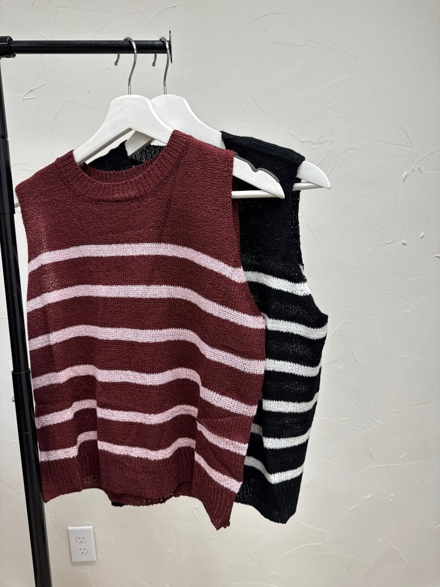 Round Neck Sleeveless Sweater Top - Three:Twelve Boutique - Le Lis