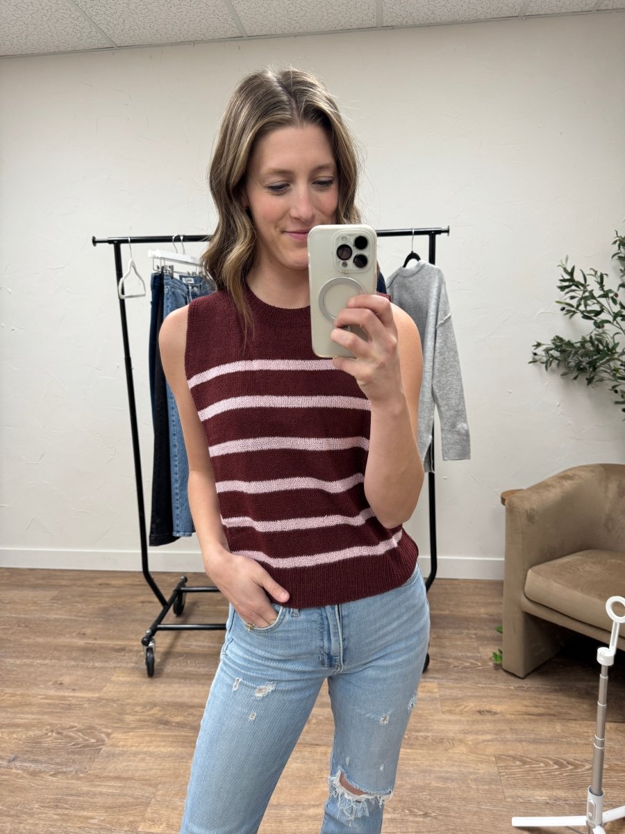 Round Neck Sleeveless Sweater Top - Three:Twelve Boutique - Le Lis