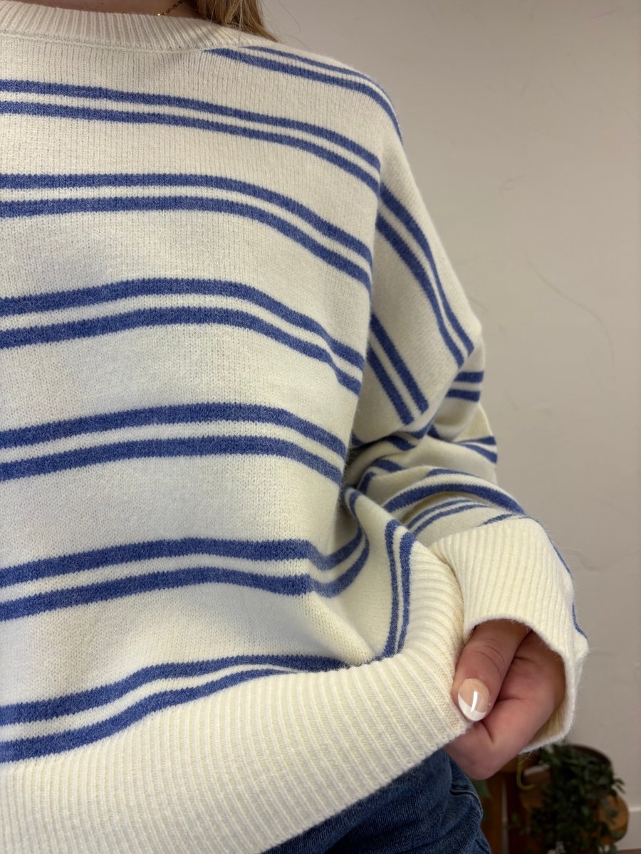 ROUND NECK STRIPE KNIT SWEATER TOP - Three:Twelve Boutique - LE LIS