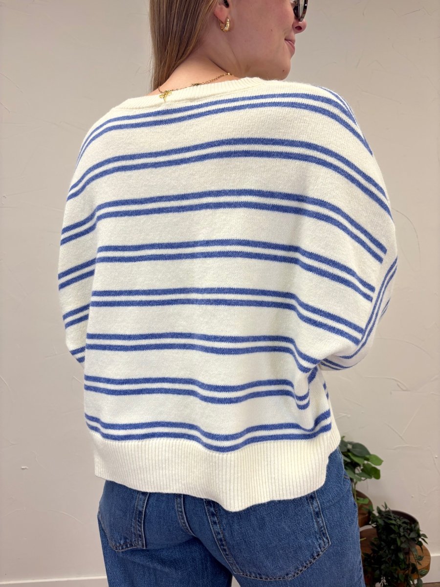ROUND NECK STRIPE KNIT SWEATER TOP - Three:Twelve Boutique - LE LIS