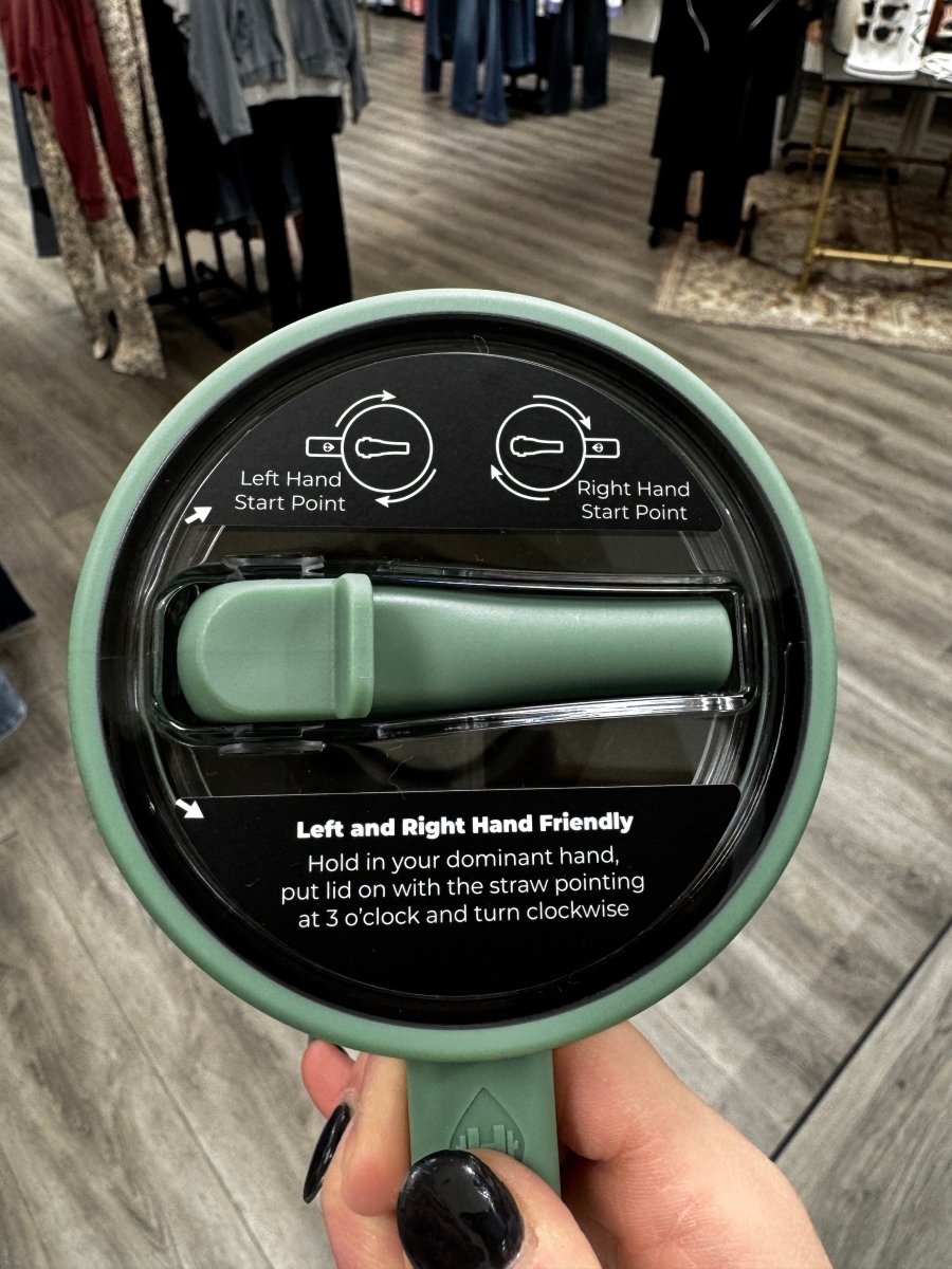 Top view of tumbler showing lid opening and drinking straw position — Three:Twelve Boutique