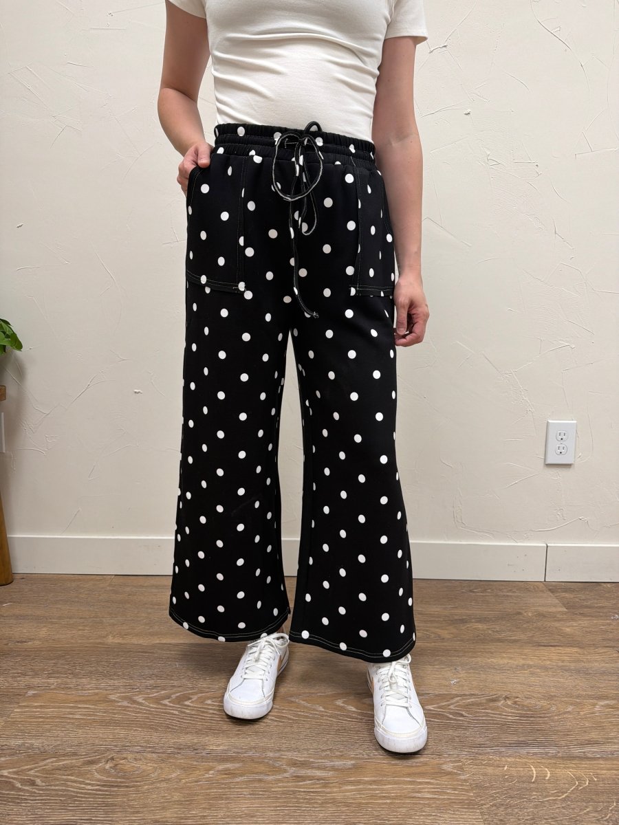 Scuba Polka Dot Wide Leg Pants - Three:Twelve Boutique - Sewn + Seen