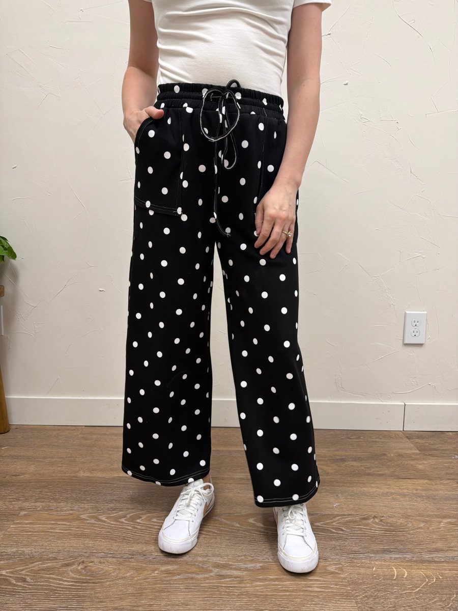 Scuba Polka Dot Wide Leg Pants - Three:Twelve Boutique - Sewn + Seen