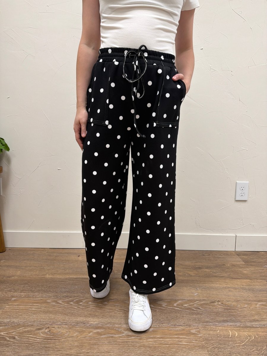 Scuba Polka Dot Wide Leg Pants - Three:Twelve Boutique - Sewn + Seen