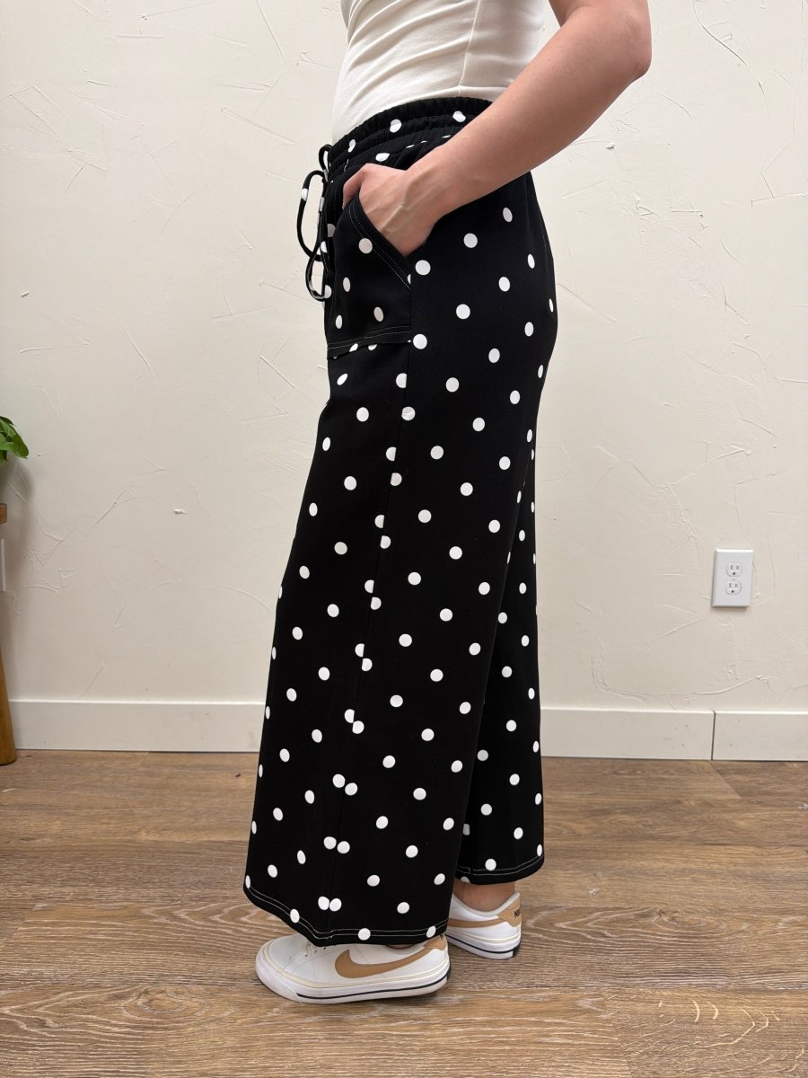 Scuba Polka Dot Wide Leg Pants - Three:Twelve Boutique - Sewn + Seen