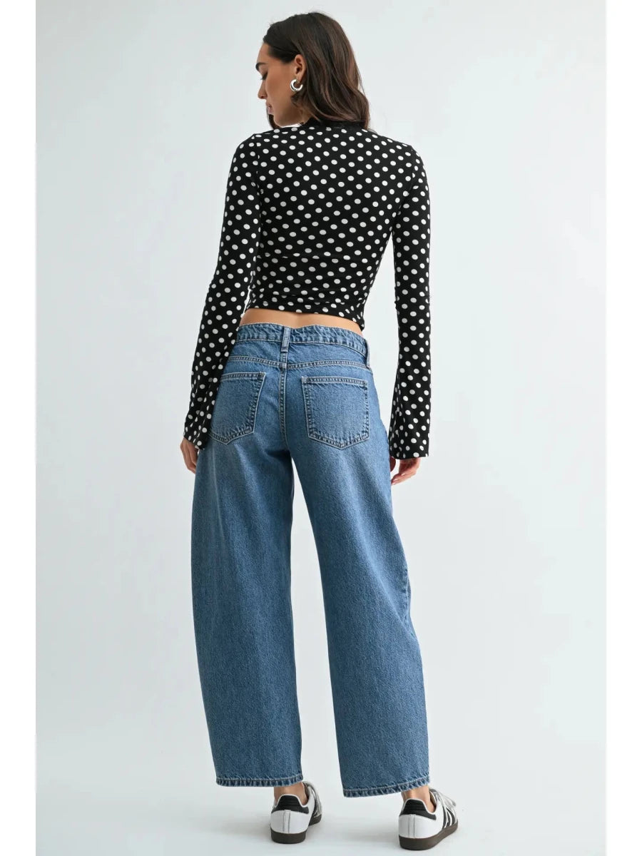 Seamed Mid Rise Barrel Jean - Three:Twelve Boutique - Just Black Denim