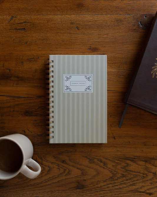 Sermon Notes Journal Pale Stripes - Three:Twelve Boutique - The Daily Grace Co